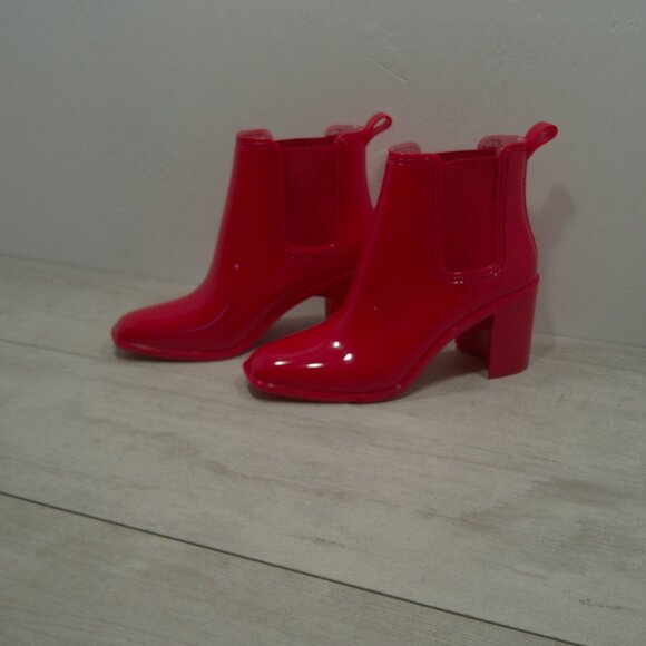 Sexy Jeffrey Campbell Hurricane Cherry Red Waterproof Rain Boots Size 9 - Picture 11 of 14